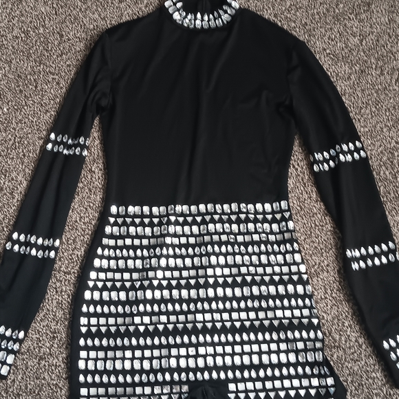 Delicious Pants - Delicious Black and Silver Embellished Jumpsuit